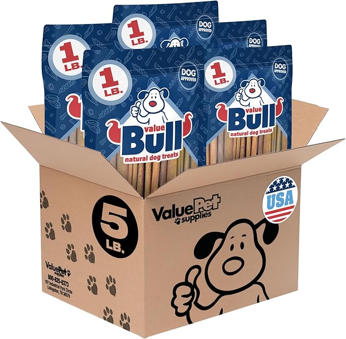 ValueBull USA Collagen Sticks for Dogs, 4-6 Inch Varied Chews, Natural Long-Lasting Dog Treats, 5 Pound - Promotes Joint, Skin &amp; Coat Health with Glucosamine and Chondroitin