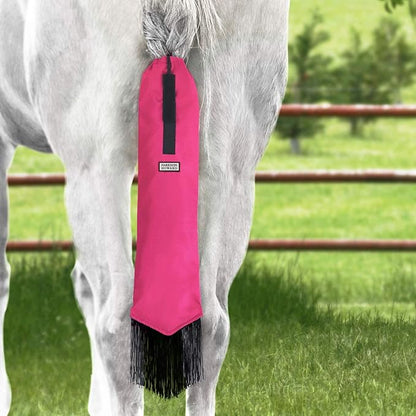 Harrison Howard Smooth Lightweight Adjustable Fastener Nylon Horse Tail Bag with Fringe