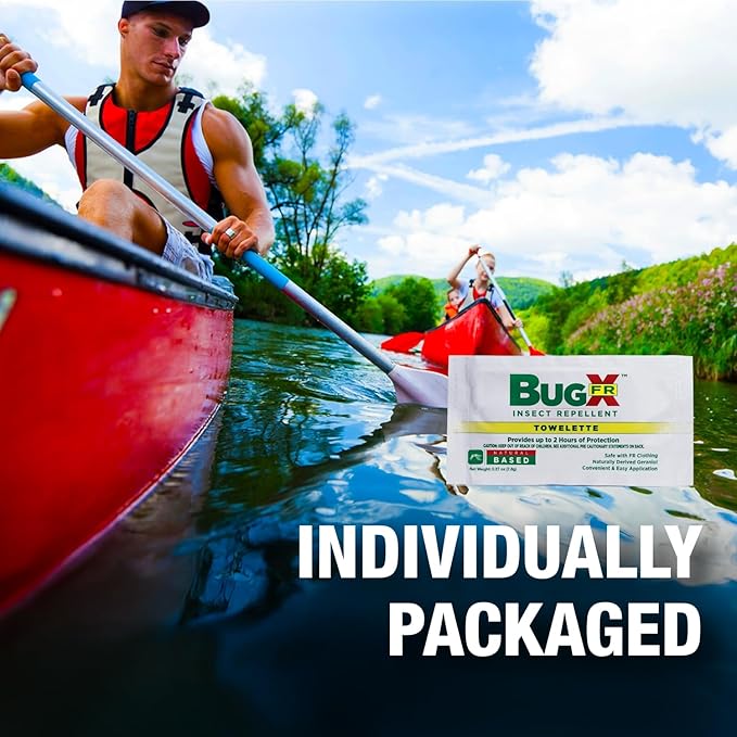 CoreTex Bug X FR DEET-Free Insect Repellent Wipes with Resealable Travel Bag - Pack of 15 Single-Use, Naturally Derived Geranium Oil Bug Wipes - Protects Against Flies, Fleas &amp; Mosquitoes