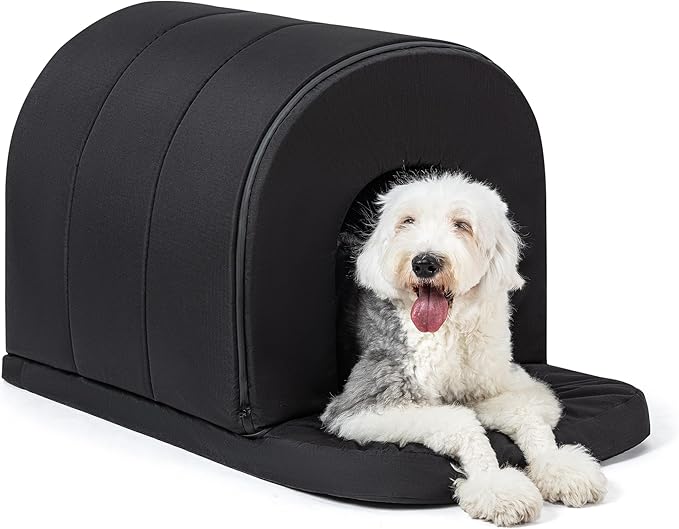 Orthopedic Dog House - Outdoor Waterproof Dog Shelter w/Porch - Indoor Pet House w/Egg-Crate Foam - Cooling - Machine Washable - Ideal for Extra Large Breeds &amp; Fits 42-Inch Crate - 41"x27"