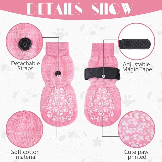 EXPAWLORER Anti Slip Dog Socks to Prevent Licking Paws, Dog Shoes for Hot Pavement, Dog Booties for Small Medium Large Senior Dogs, Traction Control Dog Boots &amp; Paw Protectors for Hardwood Floors