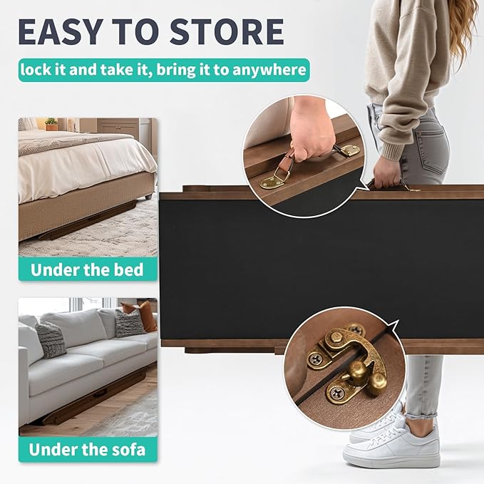 Dog Ramp, 5 Level Adjustable Wooden Folding Pet Ramp for Middle Bed, Couch,SUV-High Traction, Portable Paw Ramps for Small &amp; Large Old Dogs &amp; Cats - Furniture Quality