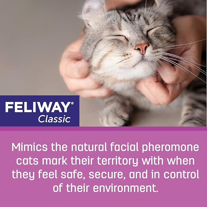 FELIWAY Classic Cat Calming Pheromone Diffuser: 1 Diffuser &amp; 2 Refills (60 Days)