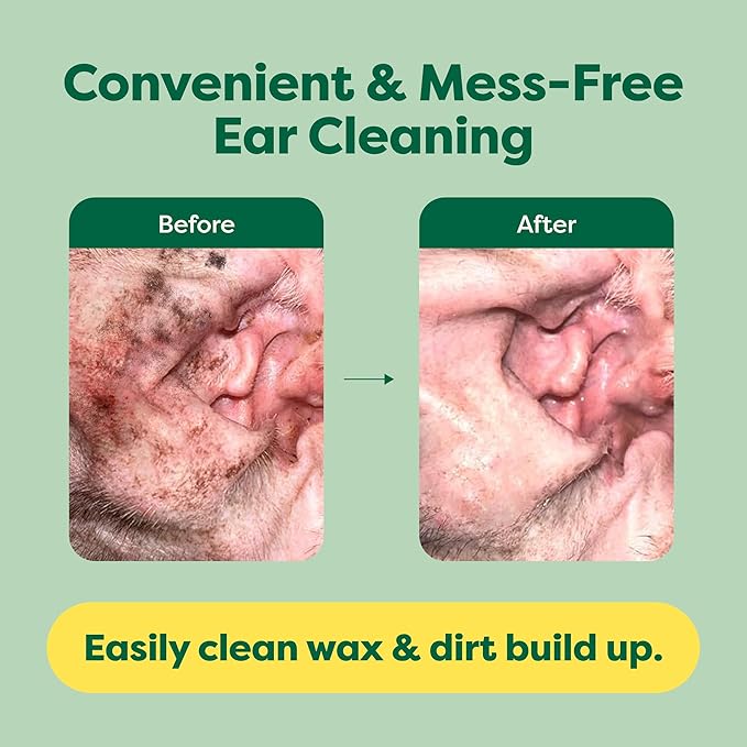 Earth Rated Vet-Developed Pet Ear Wipes, Hypoallergenic Cleaner for Dogs &amp; Cats Ears to Remove Dirt and Wax Build Up, Wild Oat Scent, 70 Count