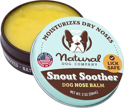 Natural Dog Company Snout Soother, Dog Nose Balm, Wax &amp; Cream for Dry, Cracked Noses, Heals &amp; Moisturizes with Shea Butter &amp; Coconut Oil, Lick-Safe Nose Butter, Made in USA, 2 oz. Tin