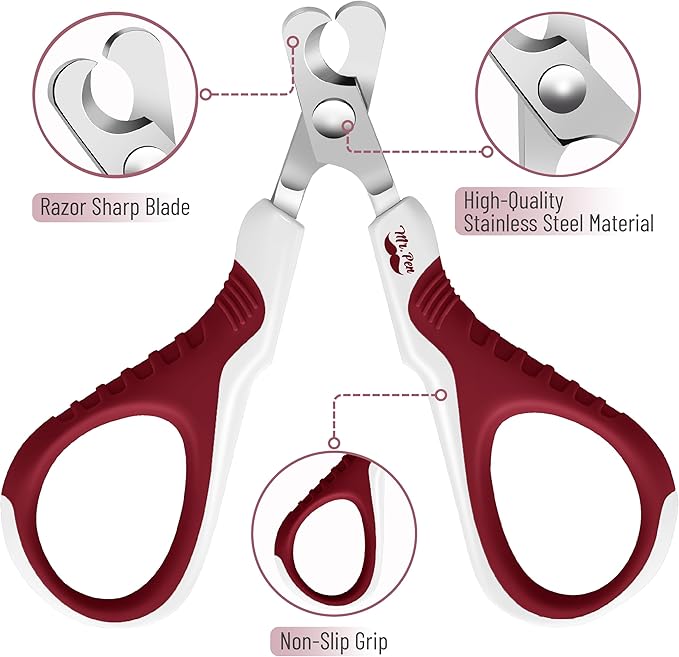 Mr. Pen Cat Nail Trimmer - Wine &amp; White, Cat &amp; Kitten, Small Dog Nail Clipper &amp; Claw Trimmer