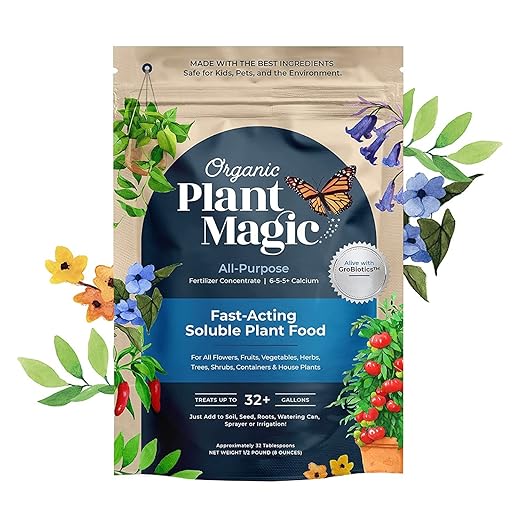 Organic Plant Magic - Truly Organic™ Fast-Acting Water Soluble Plant Food - All-Purpose Fertilizer Concentrate for Flower, Vegetable, Herb, Fruit Tree, Garden &amp; Indoor Houseplants [One 1/2 lb Bag]