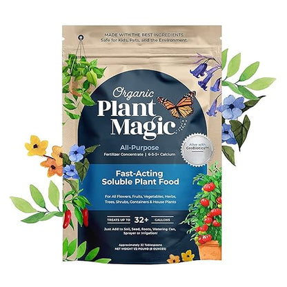 Organic Plant Magic - Truly Organic™ Fast-Acting Water Soluble Plant Food - All-Purpose Fertilizer Concentrate for Flower, Vegetable, Herb, Fruit Tree, Garden &amp; Indoor Houseplants [One 1/2 lb Bag]