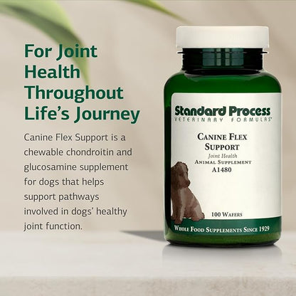 Standard Process Inc. Canine Flex Support - Joint &amp; Immune Health Supplement for Dogs - Chewable Wafers for Healthy Joint Function Support - Nutritional Whole-Food Based Supplement - 100 wafers