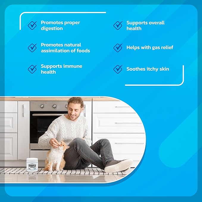 Probiotics for Dogs and Cats - Vet Formulated Pet Prebiotic &amp; Enzyme Powder for Digestive, Gut &amp; Immune Health - 1600 Servings (400 g)