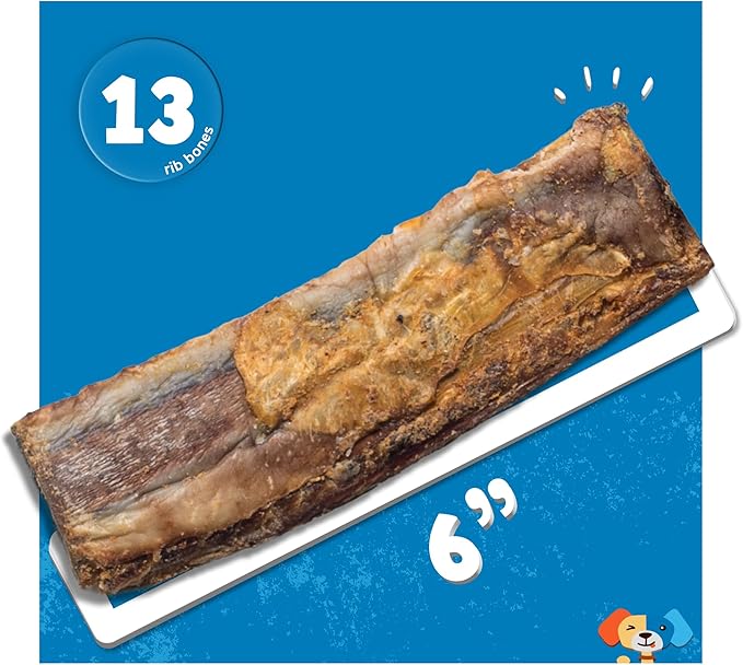 Jack&amp;Pup 6" Rib Bones for Dogs | Beef Bone for Dogs, Flavorful Real Dog Bones (13 Pack)