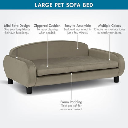 Paws &amp; Purrs Multi-Cat Sofa Bed – 41.5″ Wide Elevated Pet Couch with 3″ Foam Mattress, Removable Machine-Washable Cover – Stylish Indoor Pet Furniture for Two or More Cats and Dogs, Ash