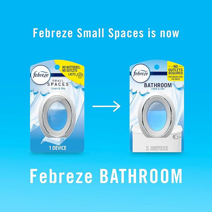 Febreze Bathroom Air Freshener, Odor-Fighting, Plug In Alternative, Air Fresheners for Home and Bathroom and Kitchen, Closet Air Fresheners, Linen &amp; Sky Scent, 4 Count