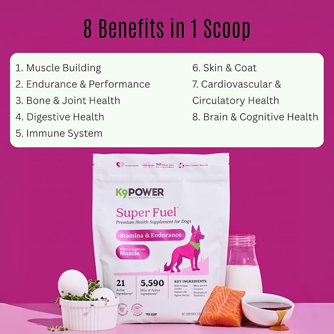 K9 Power Super Fuel for Dogs 1lb - Boosts Energy Levels Supports Muscle Growth &amp; Enhances Joint Health