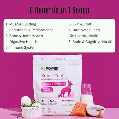 K9 Power Super Fuel for Dogs 1lb - Boosts Energy Levels Supports Muscle Growth &amp; Enhances Joint Health