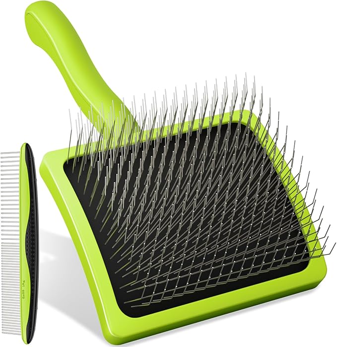 Pecute Slicker Brush for Dogs &amp; Pet Comb, Professional Grooming Dog Brush for Goldendoodles, Poodles, Labradoodles, with Extra Long Soft Pins to Effectively Remove Tangles, Knots and Mats, 2PCS