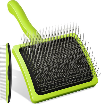 Pecute Slicker Brush for Dogs &amp; Pet Comb, Professional Grooming Dog Brush for Goldendoodles, Poodles, Labradoodles, with Extra Long Soft Pins to Effectively Remove Tangles, Knots and Mats, 2PCS