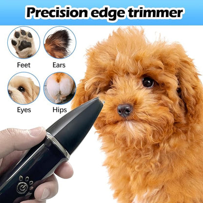 Dog Clippers Grooming Kit - Low Noise, Cordless Electric Trimmer with Nail Grinder for Dogs &amp; Cats, 4 in 1 Rechargeable Clippers for Paws, Ears, Face and Matted Hair (Black)