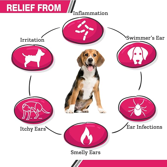 All Natural Ear Flush for Dogs &amp; Cats, Ketoconazole &amp; Chlorhexidine Ear and Vet-Strength Ear wash with a Light Scent (USA) (Ketoconazole &amp; Chlorhexidine Ear Flush, 12 oz)