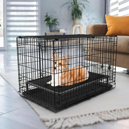 Veehoo Chew Proof Elevated Dog Bed, Durable Raised Pet Cot with Soft PP Cotton-Filled Waterproof Mat, Washable Padded Cot for Indoor, Outdoor &amp; Camping, 35-Inch, Black
