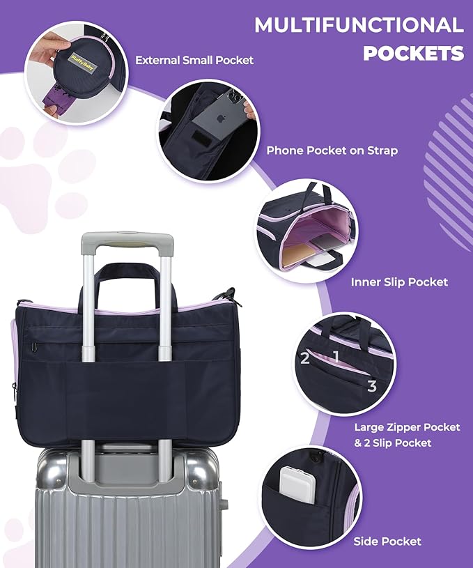 Small Dog Sling Carrier, Front Facing Dog Carrier Sling, Hands Free Pet Carriers Bag with Padded Adjustable Strap and Poop Dispenser Machine Washable for Small Dogs Cats Travel Outdoor-Black