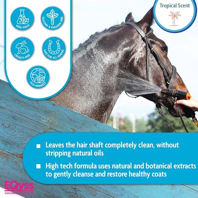 EQyss Premier Equine Horse Shampoo - Conditions and Moisturizes Coat, Enhances Color, Promotes Shine - Safe for All Horses &amp; Pets, pH Balanced, USA Made