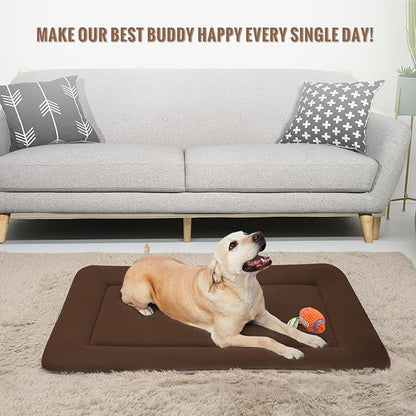 Magic Dog Bed Soft Crate Pad Mat for Medium/Large Dogs, 36 Inches Machine Washable Pet Bed Kennel Pad With Non-Slip Bottom, Dark Coffee