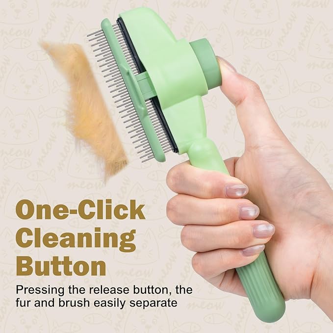 Cat Comb Dog Comb Pet Hair Removal Tool 6 Pack, Flea Combs for Cats and Dog, Grooming Brush with One-Click Self-Cleaning, Pet Grooming Supplies for Cats &amp; Dogs