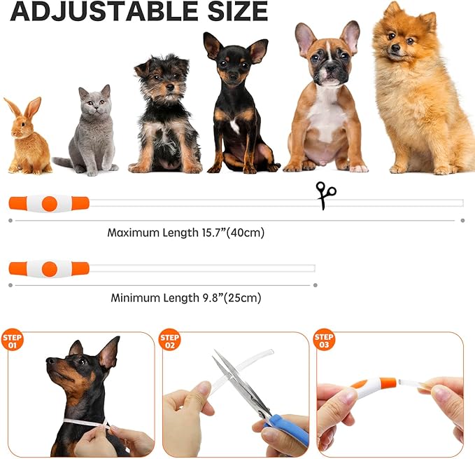 BSEEN Light Up Dog Collar - Rainproof LED Dog Collar Rechargeable - TPU Cuttable Glowing Pet Collar for Small Puppies&amp; Cats, Safety Dog Lights for Night Walking&amp; Camping (XS- Orange 40cm)