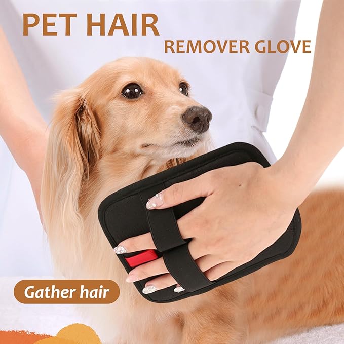 6 Pcs Pet Hair Removal Glove, Electrostatic Pet Hair Remover Gloves, Reusable Cat &amp; Dog Hair Cleaning Gloves, Suitable for Couch, Furniture, Blankets, Curtain, Car Seat