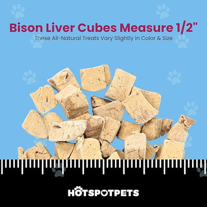 hotspot pets Freeze Dried Bison Liver Treats for Cats &amp; Dogs - 1 Pound Big Bag,Made in USA, Single Ingredient All Natural, Grain-Free Bison Liver - Perfect for Training, Topper or Snack
