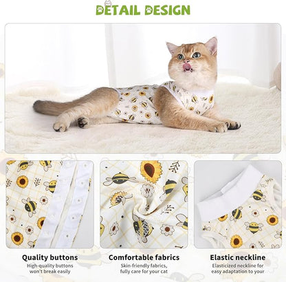 2 Packs Cat Surgery Recovery Suit Surgical Clothes Abdominal Wounds Anti-Licking Cat Bodysuit Onesie Substitute E-Collar&amp; Cone