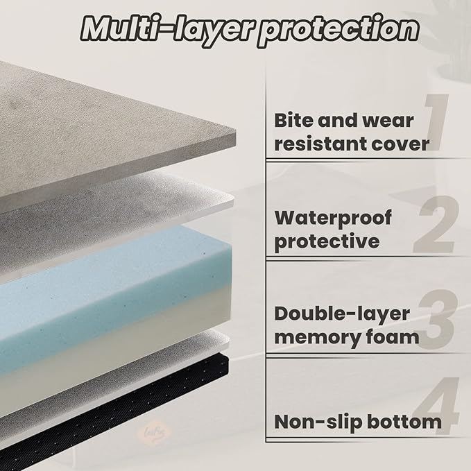 Laifug Orthopedic Memory Foam Dog Bed Extra Large Dog Bed with Pillow and Durable Water Proof Liner &amp; Removable Washable Cover &amp; Smart Design(Dark Grey)