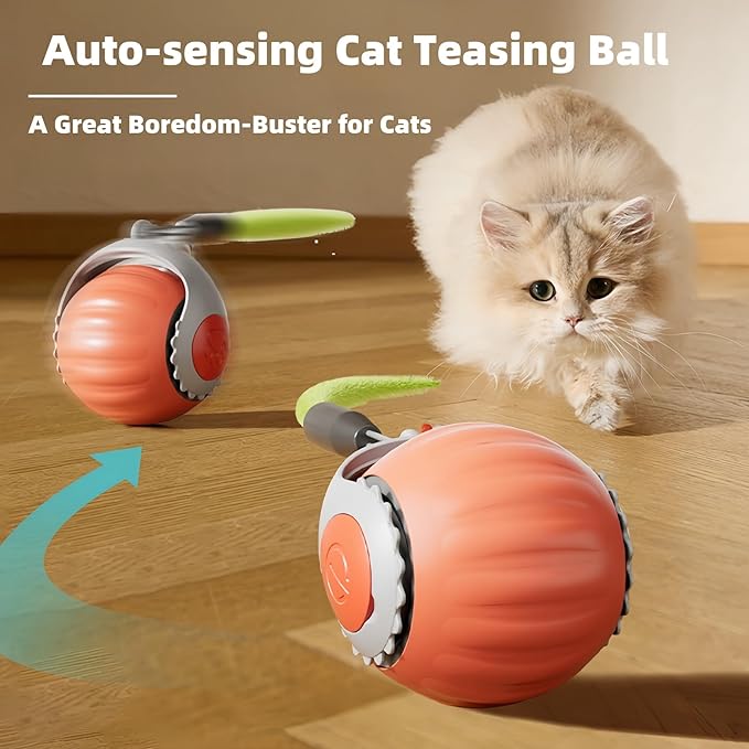 Upgraded speedy tail 2.0 cat toys Indoor Cat Interactive Toy: Sensor Cat Teasing Ball, Pet Electronic Chasing and Exercise Toy, Specially Designed for Bored Cats, Two Modes &amp; One-Click Switching