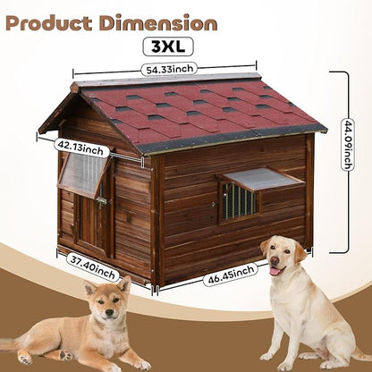 Big Outdoor Dog House for Large Breed Dogs with Removable Floor&amp;Roof,Dog House Outdoor Weatherproof Warm Dog Houses for Medium Dogs,Heavy Duty Large Indoor Pet House,3XL-54.33"(D) X42.13(W) X46.46(H)