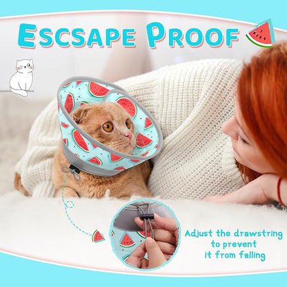Cat Cone Collar Soft to Stop Licking, Adjustable, Foldable Lightweight Kitten Cones After Surgery Recovery for Cats &amp; Kittens, Cat Cone Alternative (Blue, S)