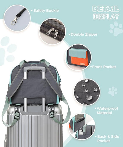 Expandable Pet Carrier Backpack, Cat Carrier Backpacks with Breathable Mesh for Cats Small Dogs Puppies Up to 25 Lbs Airline Approved Waterproof Travel Carrier with Safety Buckle for Hiking &amp; Flights