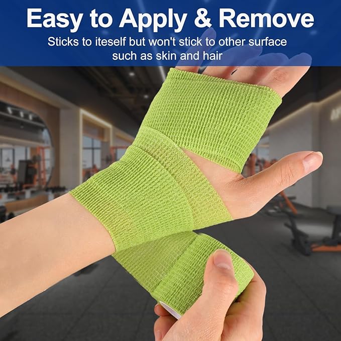 LDIWEE 24 Pack Self Adhesive Bandage Wrap 2 Inch, Vet Wrap for Dogs &amp; Horses, Elastic Cohesive Tape for Athletic Sports, First Aid Medical, Ankle Sprains, Wrist Support