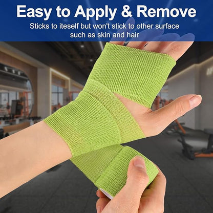 LDIWEE 24 Pack Self Adhesive Bandage Wrap 2 Inch, Vet Wrap for Dogs &amp; Horses, Elastic Cohesive Tape for Athletic Sports, First Aid Medical, Ankle Sprains, Wrist Support
