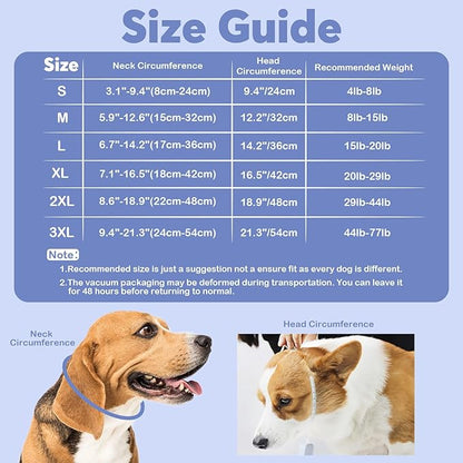 IDOMIK Dog Recovery Collar, Waterproof Soft Dog Cone After Surgery, Comfy Protective Elizabethan Collar Alternative for Dogs Cats, Adjustable Pet Neck Donut Cone Anti-Licking Biting Wounds,Blue,3XL