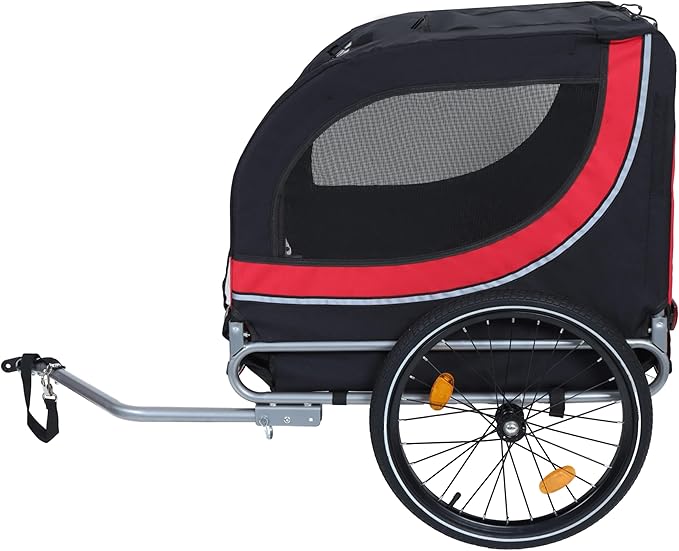 Blue-Grey Large Folding Bike Trailer for Dogs – Heavy-Duty Steel Frame, 66LB Capacity Pet Carrier for All-Terrain Cycling, Jogging &amp; Camping Adventures!