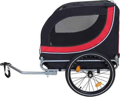 Blue-Grey Large Folding Bike Trailer for Dogs – Heavy-Duty Steel Frame, 66LB Capacity Pet Carrier for All-Terrain Cycling, Jogging &amp; Camping Adventures!