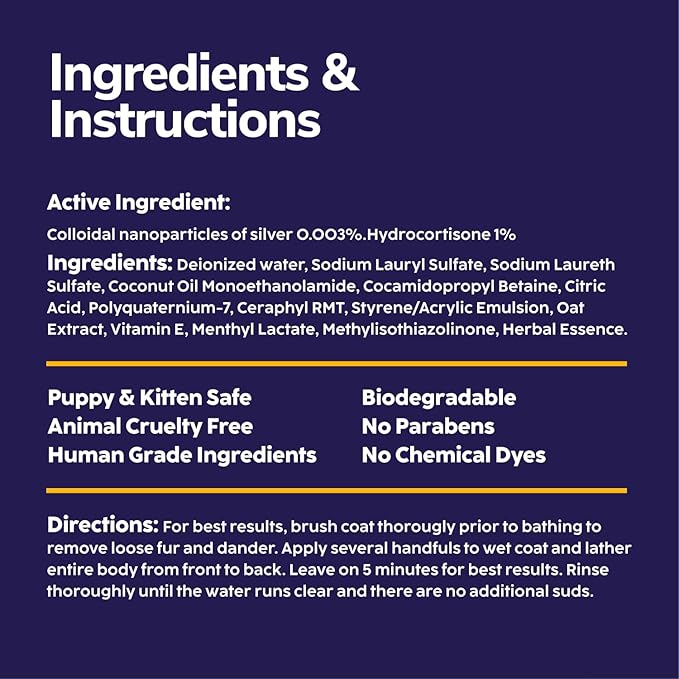 Medicated Dog Shampoo for Itchy Skin Relief - Yeast Infection Treatment for Dogs &amp; Dog Allergy Relief Hot Spot Treatment - Hydrocortisone Antifungal Shampoo (16 oz)