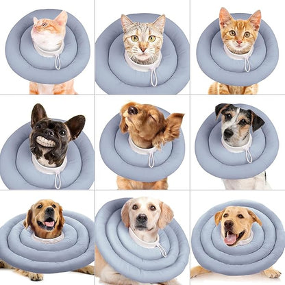 IDOMIK Dog Recovery Collar, Waterproof Soft Dog Cone After Surgery, Comfy Protective Elizabethan Collar Alternative for Dogs Cats, Adjustable Pet Neck Donut Cone Anti-Licking Biting Wounds,Blue,2XL