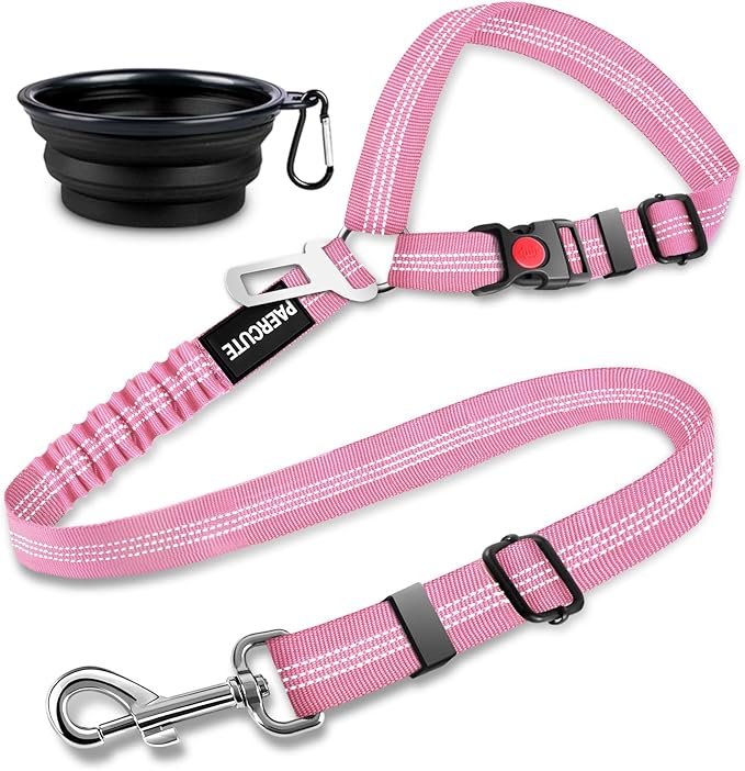 2 Piece Set Retractable Dog Car Seatbelts - Adjustable Pet Seat Belt for Vehicle Headrest Restraint - Heavy Duty &amp; Elastic &amp; Durable Car Harness