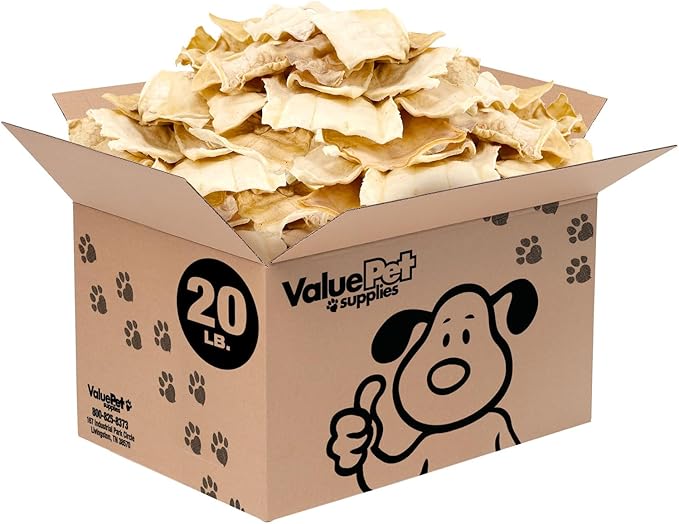 ValueBull USA Rawhide Chips, 20 Pound Bulk Pack - Natural &amp; Safe, USA Beef Hide, Long Lasting, Chemical Free, No Artificial Flavors