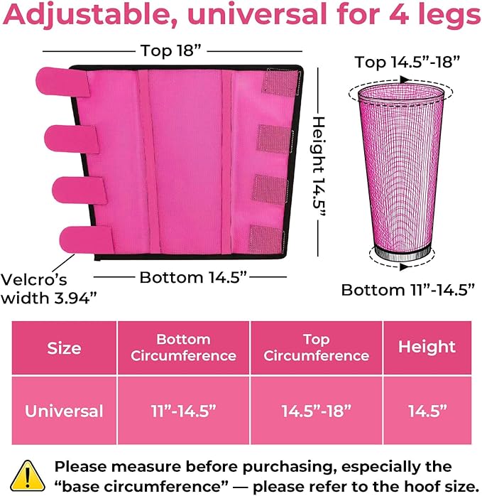 Mesh Horse Fly Boots Set of 4，Adjustable and Universal Loose Fitting &amp; Non-Slip Horse Fly Leggings for Horses,Reduce Stressful Stomping (Pink)
