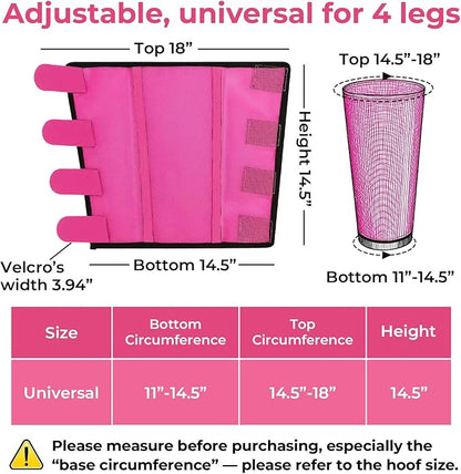 Mesh Horse Fly Boots Set of 4，Adjustable and Universal Loose Fitting &amp; Non-Slip Horse Fly Leggings for Horses,Reduce Stressful Stomping (Pink)