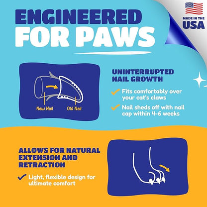 Soft Claws Cat Nail Caps for Large Cats – (40 Caps, Purple &amp; Black) - Made in USA - Veterinarian-Developed | Protects Furniture &amp; Skin - Easy to Apply, Long-Lasting Anti-Scratch Soft Cat Claw Covers