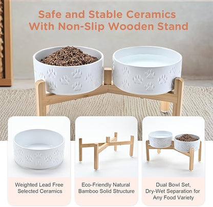 SPUNKYJUNKY Elevated Dog Bowls Ceramic, 7.3&
